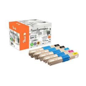 Peach Toner Set OKI 465087 alle Farben, 2x Black, 1x Cyan, 1x Magenta, 1x Yellow für MC363, MC332, C363, C332, 3000 Seiten