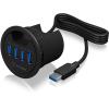 ICY BOX In-Desk USB Hub 60 mm black IB-HUB1403 4x USB 3.0 Typ A