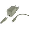 FRESH'N REBEL Charger USB-C PD Dried Green 2WCL20DG + Lightning Cable 1.5m 20W