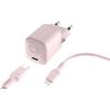 FRESH'N REBEL Charger USB-C PD Smokey Pink 2WCL20SP + Lightning Cable 1.5m 20W