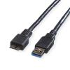 ROLINE USB-A-Micro B, Datenkabel 11.02.8873 Black, ST/ST, 3.2 Gen1 0.8m