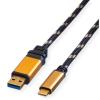 ROLINE USB-A-C, Lade & Datenkabel 11.02.9013 Gold, ST/ST, 3.2 Gen2 1m