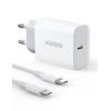 UGREEN USB-C Charger 20W 50698 PD, C-L 1M Cable, White