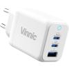 VINNIC FERNOW GaN 45W,Wallcharger VPCG-GA45WG1-EUWH 2x USB C, 1x USB-A, White