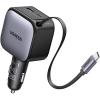 UGREEN Fast Car Charger 2-Port 60W 55212B Retractable Cable