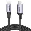 UGREEN Cable USB-C-Lightning PD 60759 1m,Fast Charging,3A Max,Bl.