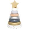 JABADABADO Stapelturm Ringe Baby W7157 grau, gold 11x19x10cm