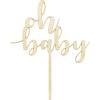 PARTYDECO Caketopper 17cm KPT51-100 Oh baby Holz