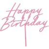 PARTYDECO Caketopper 16.5cm KPT79-081J Happy Birthday rosa