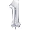 PARTYDECO Folienballon Ziffer 1 86cm FB1M-1-018 silber