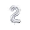 PARTYDECO Folienballon Ziffer 2 86cm FB1M-2-018 silber