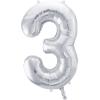 PARTYDECO Folienballon Ziffer 3 86cm FB1M-3-018 silber