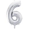 PARTYDECO Folienballon Ziffer 6 86cm FB1M-6-018 silber