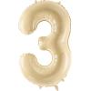PARTYDECO Folienballon Ziffer 3 72cm FB230P-3-013 beige