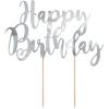 PARTYDECO Caketopper 22.5cm KPT11-018M Happy Birthday silber
