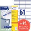 AVERY ZWECKFORM Universal-Etikett. 70x16,9mm 3420 weiss 5100 Stk./100 Blatt