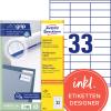 AVERY ZWECKFORM Universal-Etiketten 70x25,4mm 3421 weiss 3300 Stk./100 Blatt