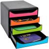BIELLA Schubladenbox BIGBOX A4+ 31049802BIDU schwarz/Harlekin, 4 Schubl.