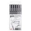 UNI-BALL Fineliner Pin 0.3,0.7,1.2mm PIN200(S) HLG 6P schwarz, dunkelgrau, hellgrau