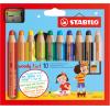 STABILO Farbstifte Woody 3 in 1 880/10-2 10 Farben Etui, Spitzer
