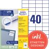 AVERY ZWECKFORM Etiketten 52,5×29,7mm 3651-200 weiss 8800 Stk./200+20 Blatt