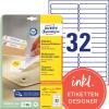 AVERY ZWECKFORM Etiketten 96x16,9mm L6031REV2 weiss 960 Stk./25 + 5 Blatt