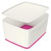 LEITZ MyBox Gross, mit Deckel 18lt 52161023 weiss/pink