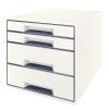 LEITZ Schubladenbox WOW Cube A4 52132001 weiss/grau, 4 Schubladen
