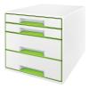 LEITZ Schubladenbox WOW Cube A4 5213-20-54 weiss/grün, 4 Schubladen