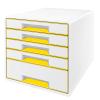 LEITZ Schubladenbox WOW Cube A4 5214-20-16 weiss/gelb, 5 Schubladen