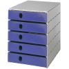STYRO Schubladenbox styroval pro 14-8000.38 grau/blau 5 Schubladen gesch.