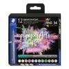 STAEDTLER Fasermaler mit Pinselspitze 371 C12-2 pigment pen 376 12er Set