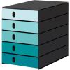 STYRO Schubladenbox styroval öko 14-8000.9aq schwarz/aqua 5 Schubladen