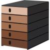 STYRO Schubladenbox styroval öko 14-8000.9mo schwarz/mocca 5 Schubladen