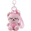 I-TOTAL Schlüsselanhänger gehäkelt XL3444 Katze pink