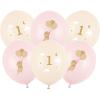 PARTYDECO Ballons 30cm SB14P-363-08 Mäuse mit Zahl, rosa 6 Stück