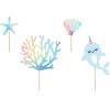 PARTYDECO Caketopper 10-15.5cm KPT48 Narwal 4 Stück