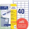 AVERY ZWECKFORM Etiketten (1000 Stück) A4 4780 weiss 1200 Stk./25 + 5 Blatt