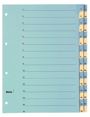 BIELLA Kartonregister 210g A4 46244300U blau/gelb 1-31
