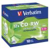 VERBATIM CD-RW Jewel 80MIN/700MB 43148 8-12x 10 Pcs