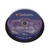 VERBATIM DVD+R Spindle 8.5GB 43666 8x DL Matt Silver 10 Pcs