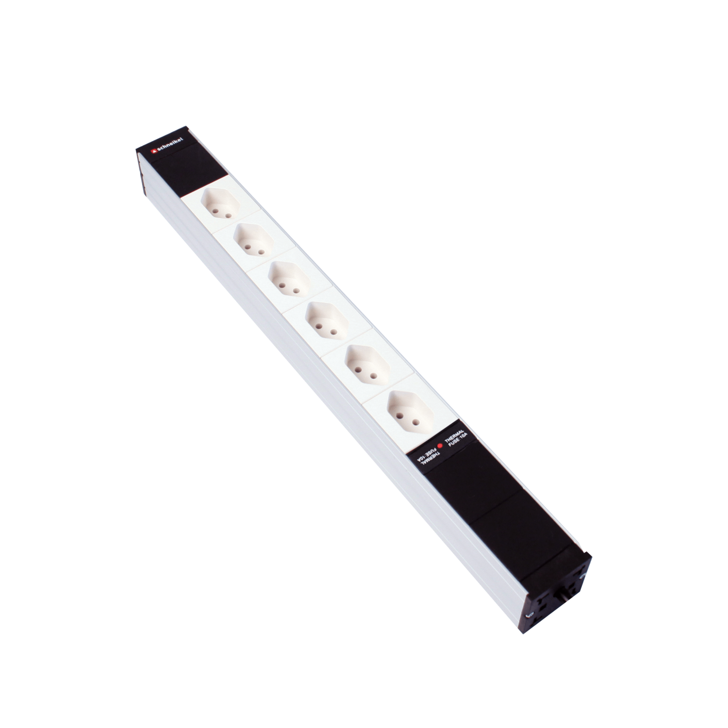 Steckdosenleiste 19" 1HE, 6 x T13 weiss, Thermal Fuse 10A
