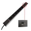 Steckdosenleiste 19" 1HE, 6 x T13 schwarz, USB-Charger A+C, Thermal Fuse 10A