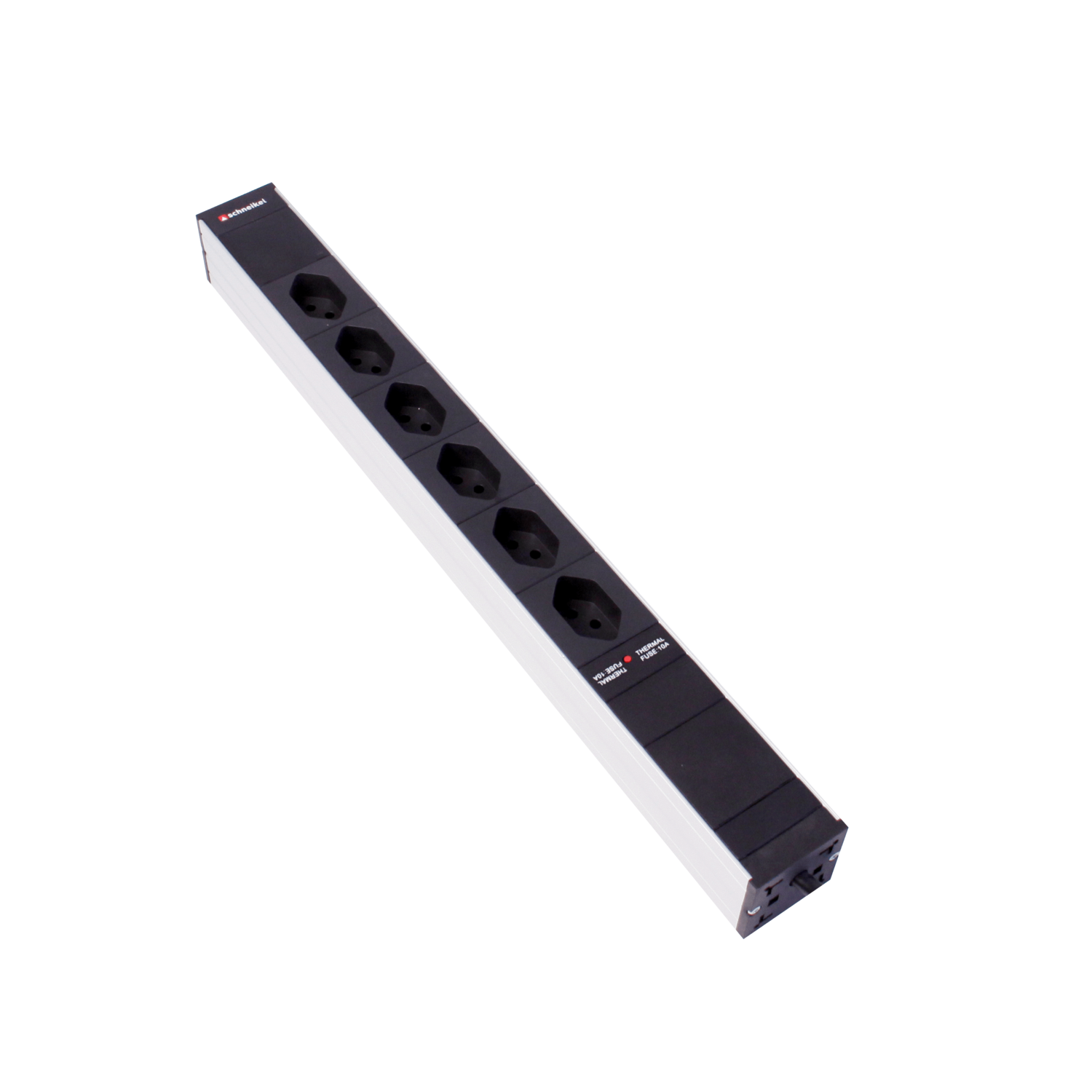 Steckdosenleiste 19" 1HE, 6 x T13 schwarz, Thermal Fuse 10A