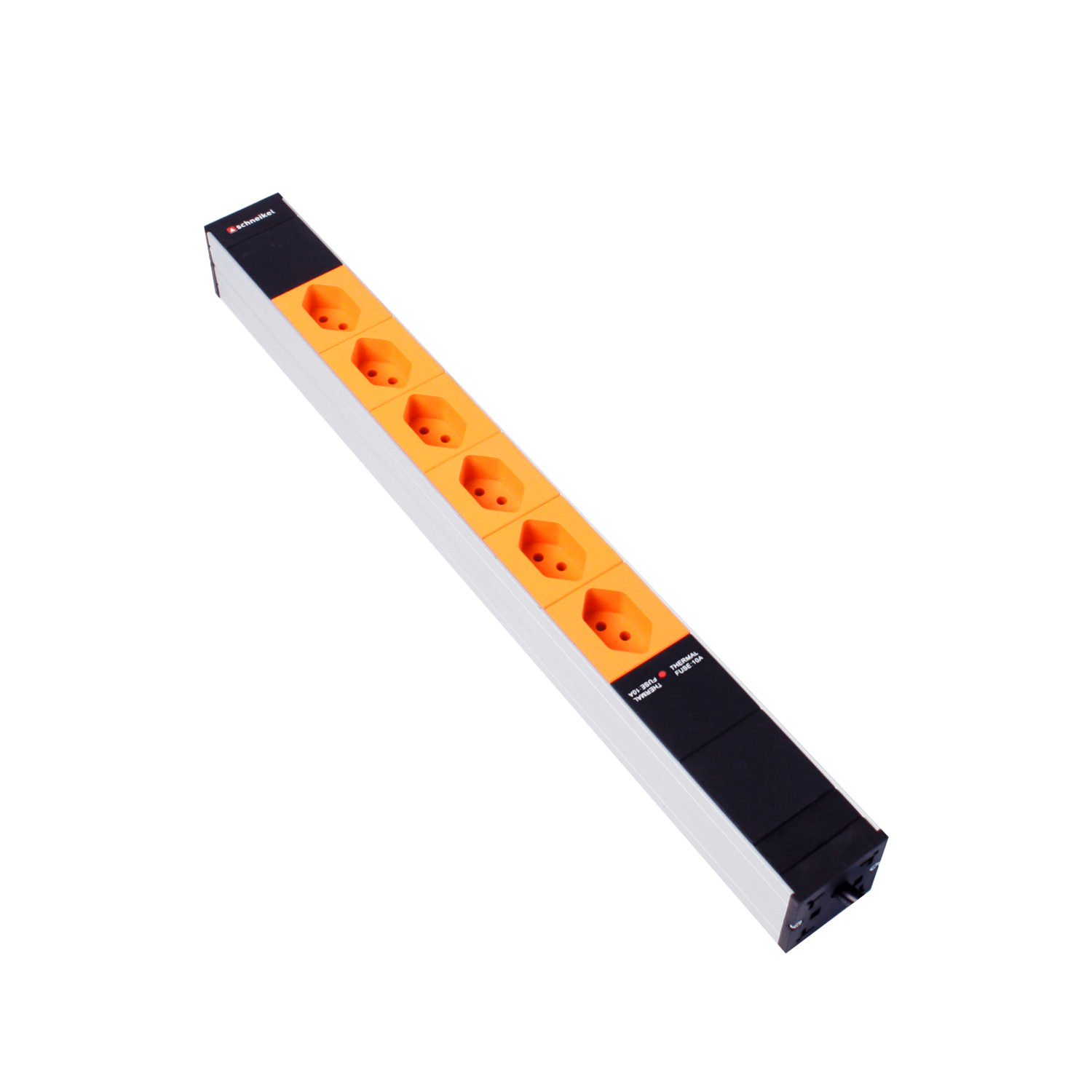 Steckdosenleiste 19" 1HE, 6 x T13 orange, Thermal Fuse 10A