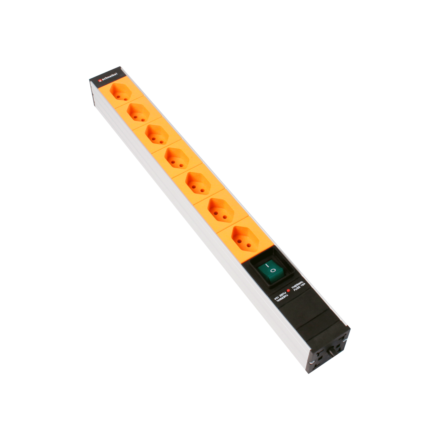 Steckdosenleiste 19" 1HE, 7 x T13 orange, Schalter, Thermal Fuse 10A