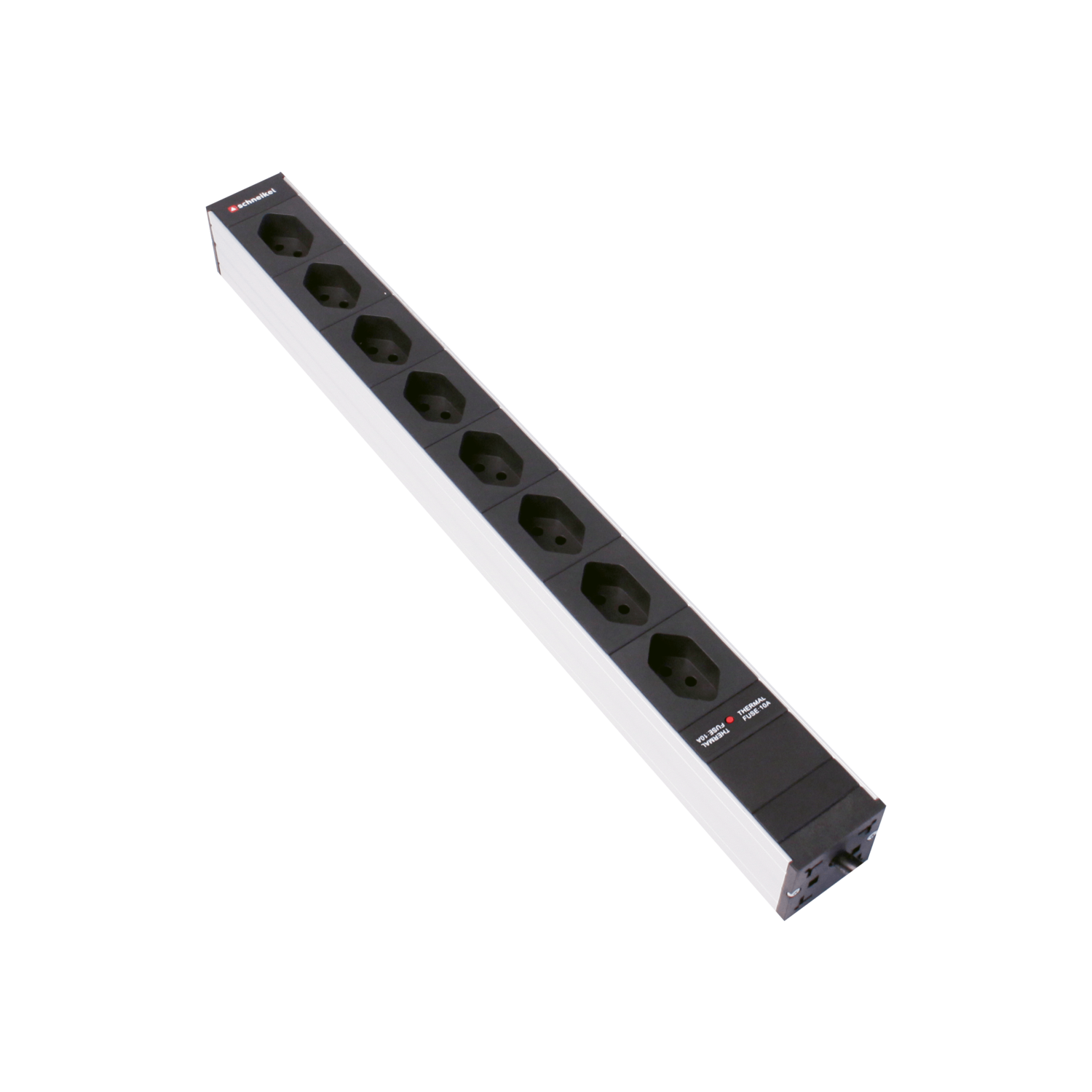 Steckdosenleiste 19" 1HE, 8 x T13 schwarz, Thermal Fuse 10A