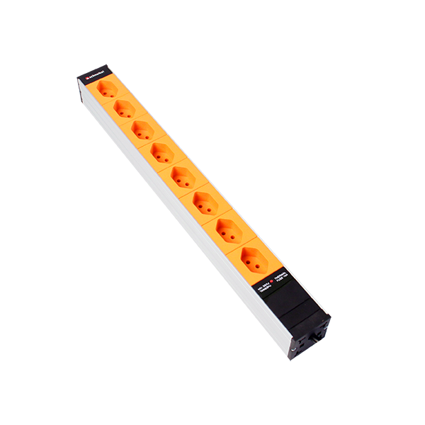 Steckdosenleiste 19" 1HE, 8 x T13 orange, Thermal Fuse 10