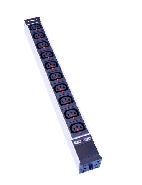 Steckdosenleiste 19" 1HE, 10 x C13 lock schwarz, Thermal Fuse 10A