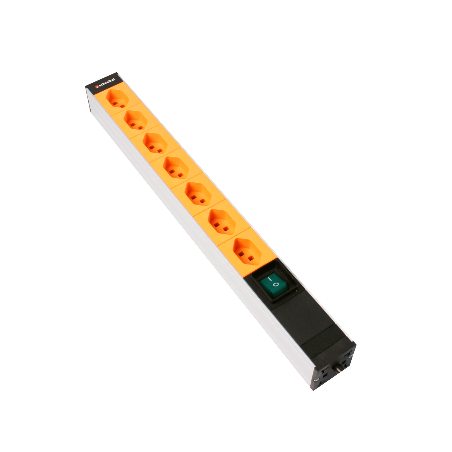Steckdosenleiste 19" 1HE, 7 x T23 orange, Schalter